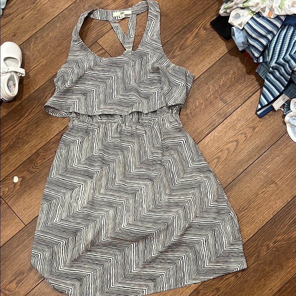 Ya Los Angeles Monochrome Chevron Backless Dress